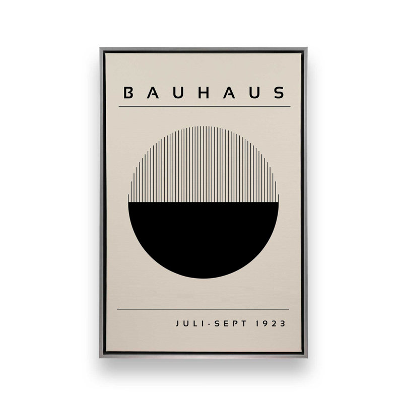 Impression éclipse de géométrie du Bauhaus, Cadre flottant en chrome poli, H 18,75 po x l 12,75 po x P 1,75 po