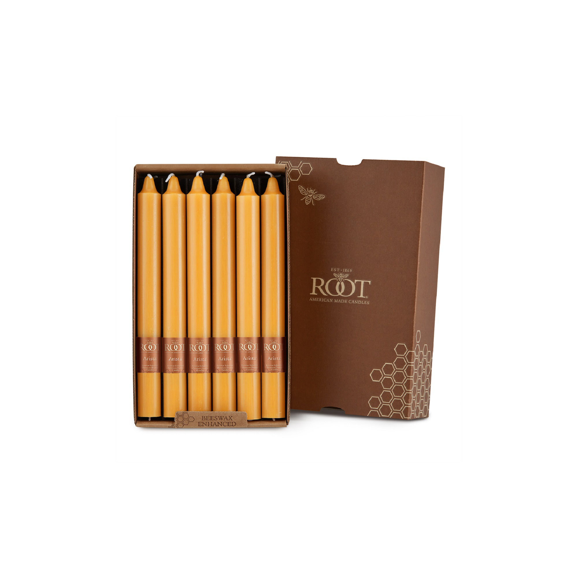 Root Candles Unscented Taper Candle, Butterscotch, 9" H x 0.88" W x 0.88" D