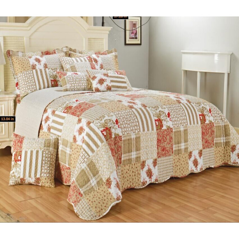 Vergas Polyester Patchwork Bedspread with Pillowcases Included, 235 x 250cm