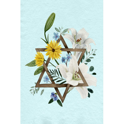 Floral Hanukkah II 1 Piece Wrapped Canvas Painting