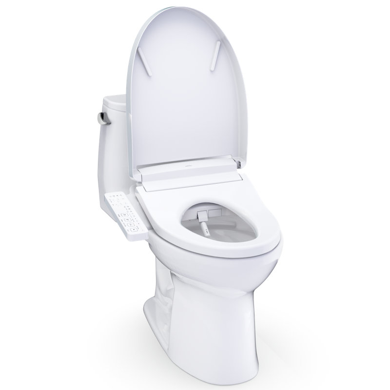 TOTO Ultramax WASHLET+ S2 One-Piece Elongated 1.6 GPF Universal Height Toilet with CEFIONTECT, Cotton White - MW6083346CSFG#01