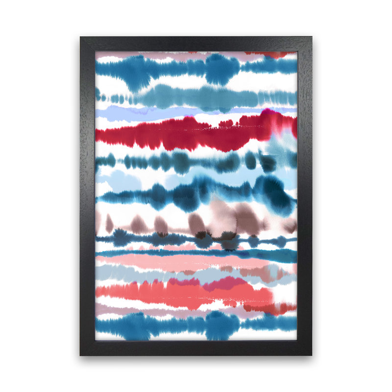 Soft Nautical Watercolor Lines - Print, 46cm H x 34cm W x 3cm D, Black Framed