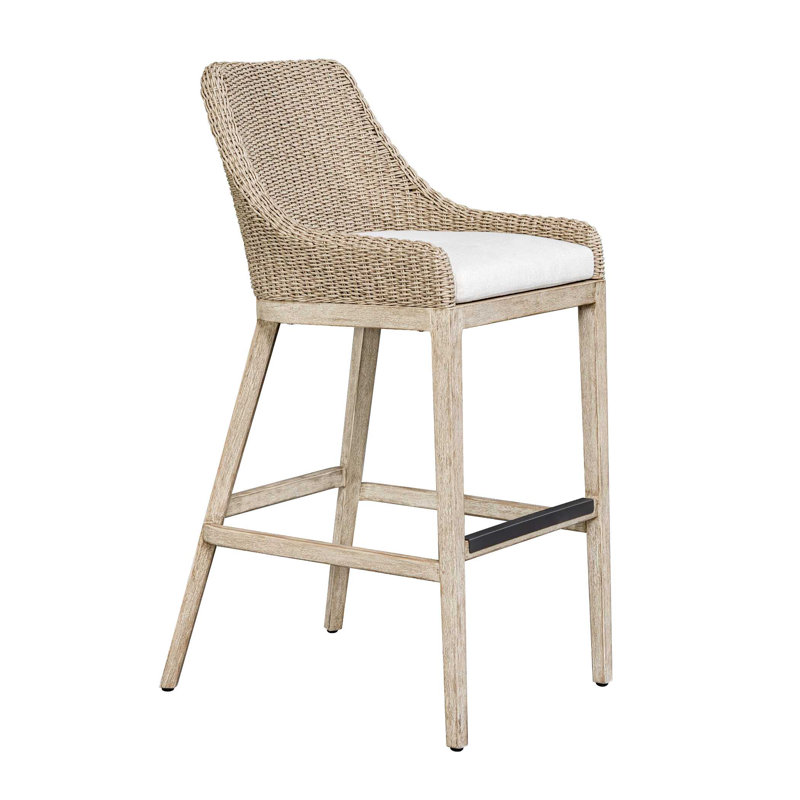 Amey Outdoor Wicker Bar Stool, 32.25"