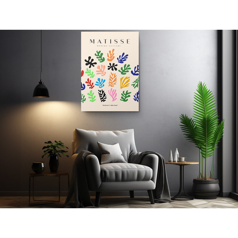 Reproduction d'art abstrait coloré avec feuilles colorées, art mural coloré Matisse, H 18 po x l 12 po