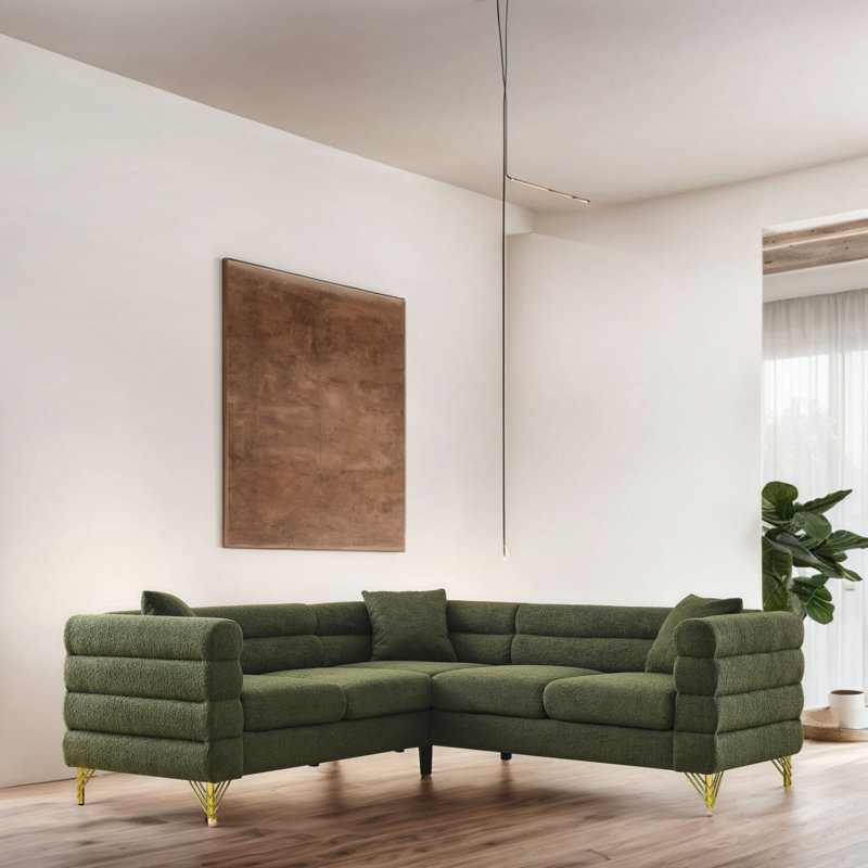 Canapé modulaire rembourré 3 pièces AUFW834S00105, Mélange de polyester vert