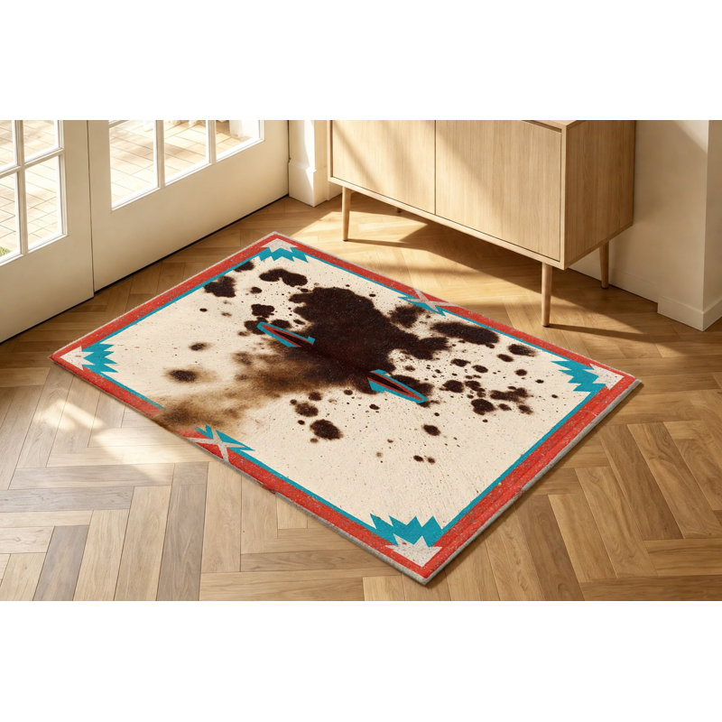 Tapis à motif de vaches Western Western, Rectangle 3 pi 11 po x 2 pi 7 po (120 x 80 cm)