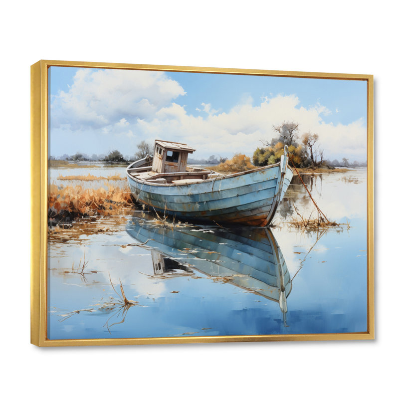 Bateau serein Waterscapes II - impression, H 30 po x l 40 po x P 1,5 po, Cadre flottant doré