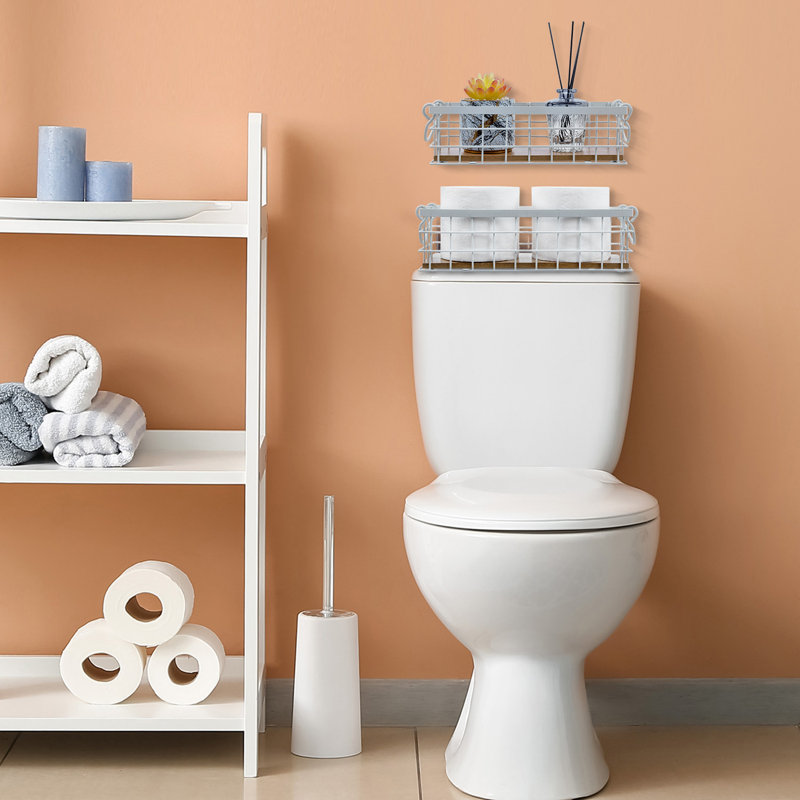 2-Piece White Metal Storage Baskets Bin