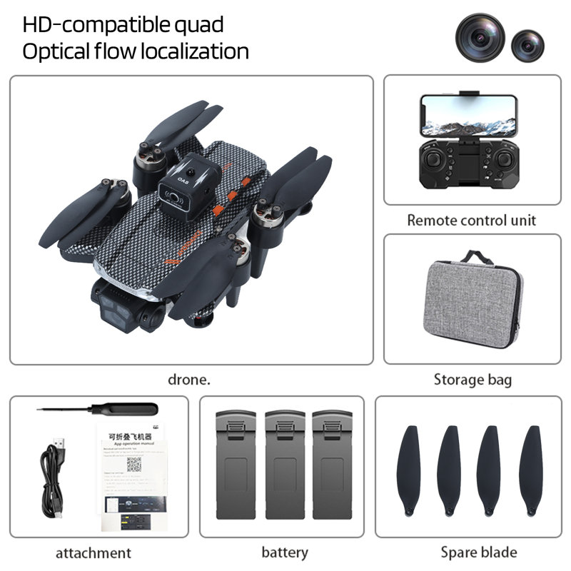 Remote Control Drone with Adjustable Three Cameras Optical Flow Hover Drone Positioning Obstacle Avoidance Foldable RC Quadcopter Toy Kids Adults Birthday Gift