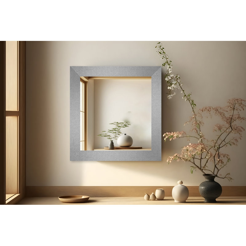 Miroir mural Maci Eileen, 33 po x 40 po, Argent platine