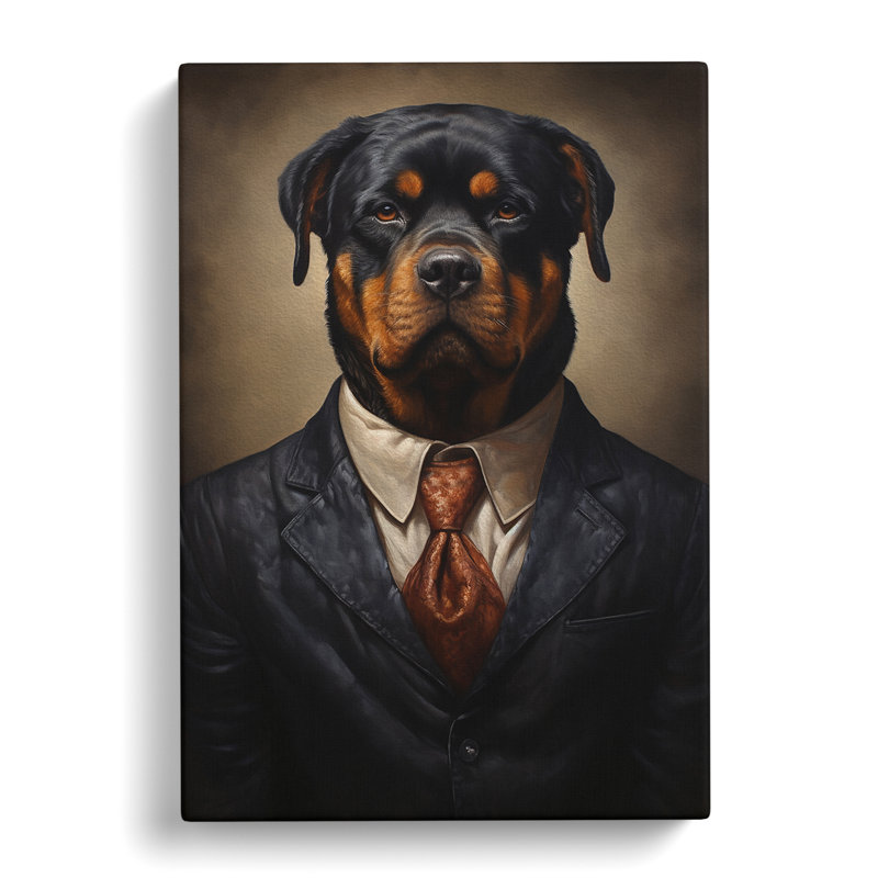 Rottweiler In A Suit - Wrapped Canvas Print, 60cm H x 40cm W x 3cm D