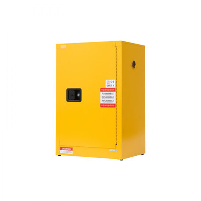 Flammable Cabinet, 23.2 x 18.1 x 35.4 Inch, 13 Gallon Flammable Storage Cabinet with Adjustable Shelf, Cold-Rolled and Galvanized Steel Fire Cabinets, for Commercial Industrial Home Use, Yellow