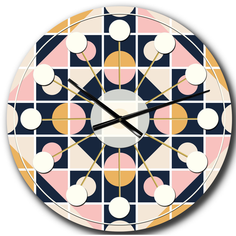 Horloge murale géométrique Mid-Century, Grand