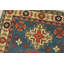 Tapis Kazak 4′ x 5′11″ en laine bleue, noué à la main, style tribal oriental
