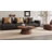 35.43'' Rustic Walnut Round Coffee Table With Thick Conical Base, No Assembly Needed-1918862286