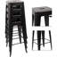 Ensemble de 4 tabourets de bar industriels modernes en métal, empilables, noir profond