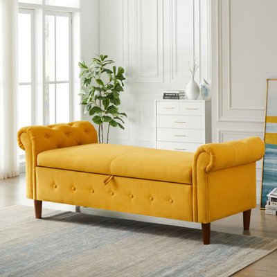 Linen Upholstered Storage Bench