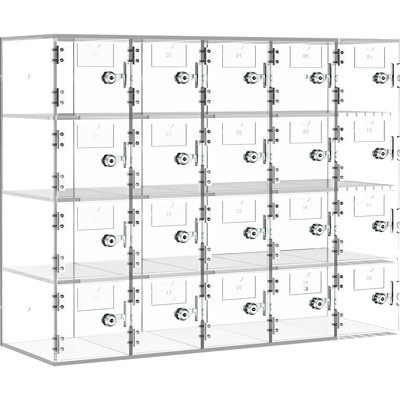 Armoire pour téléphone portable à 20 emplacements en acrylique transparent, fixée au mur ou seule, avec clés et serrures pour la protection de la vie privée au bureau, en salle de classe, dans les boîtes de rangement en acrylique, design, porte sécurisée