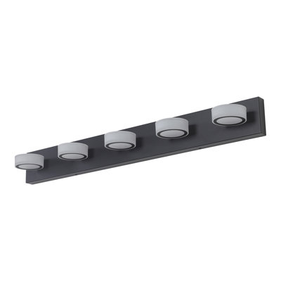 (Identique à W1340110593 / L2009) Luminaire de salle de bain moderne à DEL 5 lumières à DEL 37 po, noir élégant pour miroir, douche et décor de salle de bain
