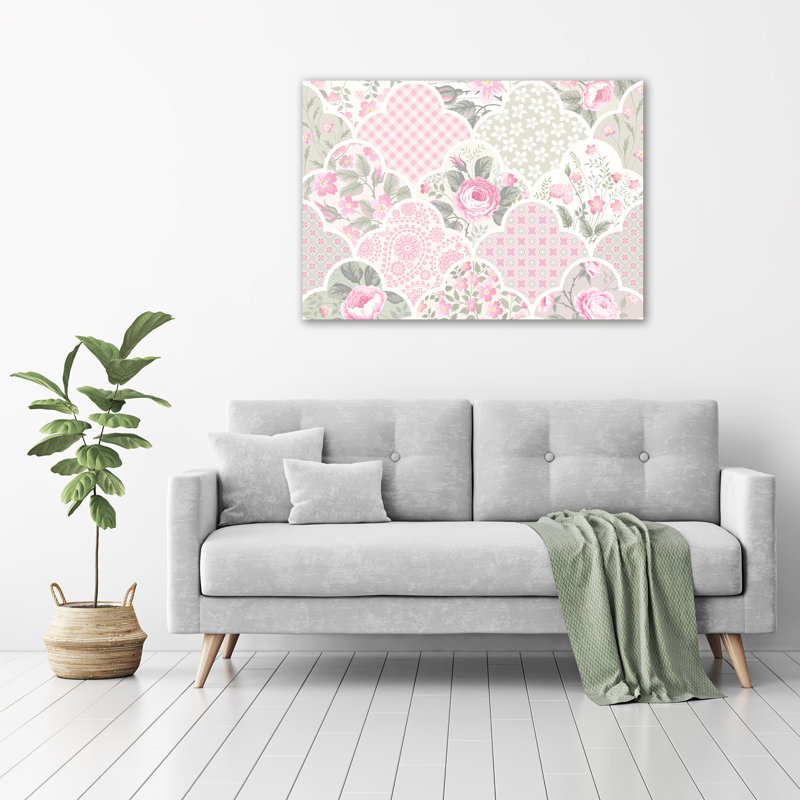Roses And Ornaments - Wrapped Canvas Print