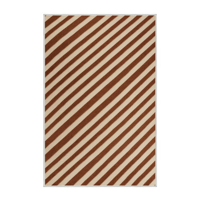 Washable Cinnamon Cream Striped Area Rug