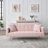 71.7" Modern Pink Teddy Fleece Sofa Bed, Multi-Functional Convertible Sofa Bed with 2 Throw Pillows-1922807401