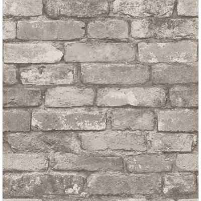 Davis Charcoal Rustic Brick Wallpaper