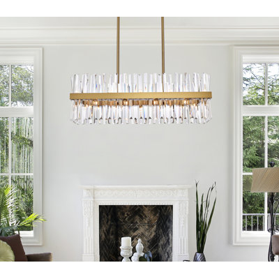 Lustre linéaire en métal Athol avec détails en cristal