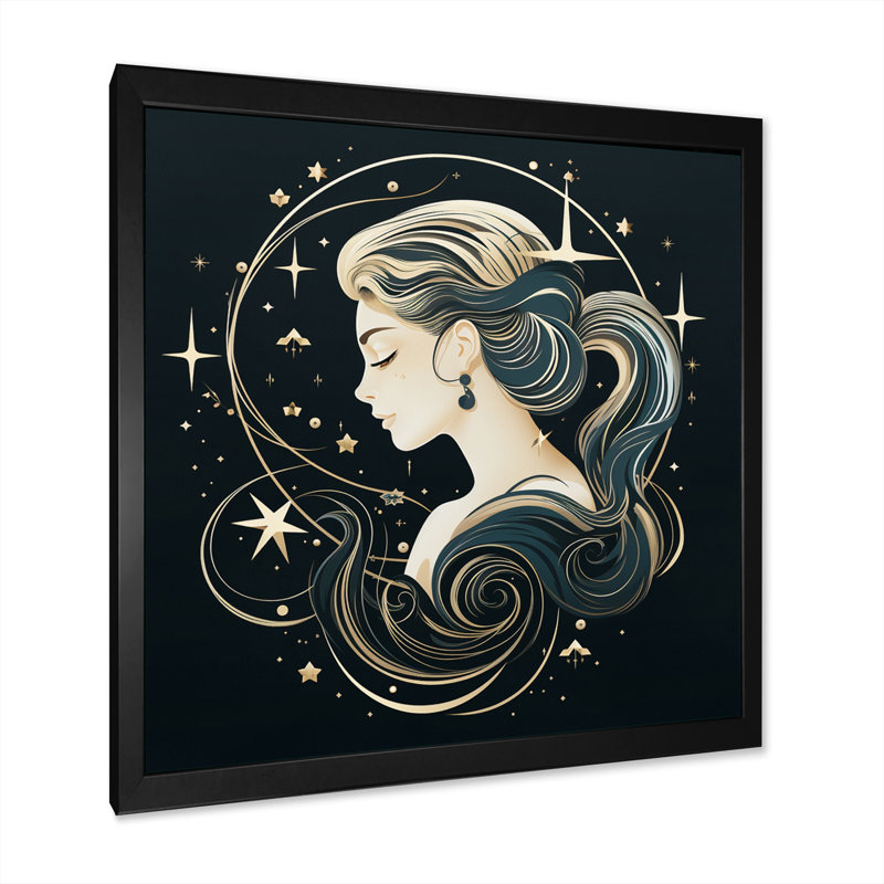 Astrologique Stargazer VI sur toile, H 36 po x l 36 po, Toile encadrée noire simple