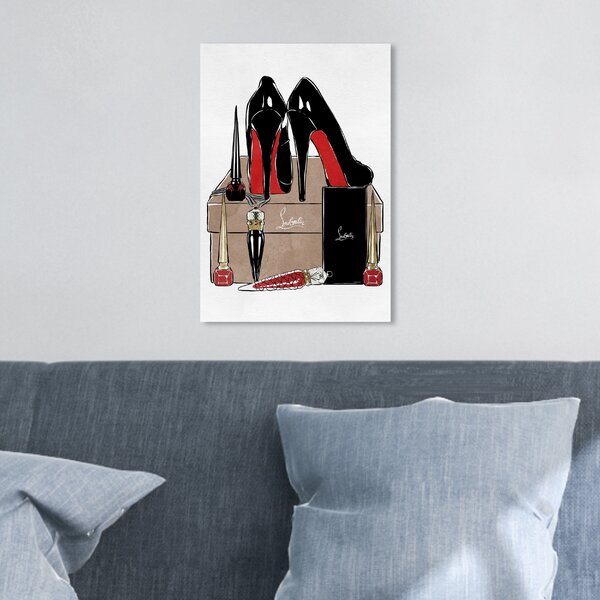 Glam High Heel Shoe Fashion Book Stack Cheetah 12 in x 12 in Framed Painting Art Print, by Stupell Home dcor