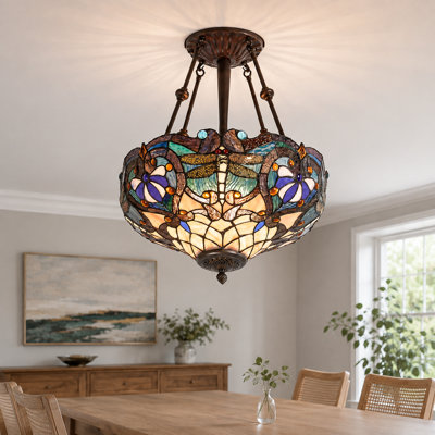 Plafonnier semi-encastré 3 lumières Tiffany