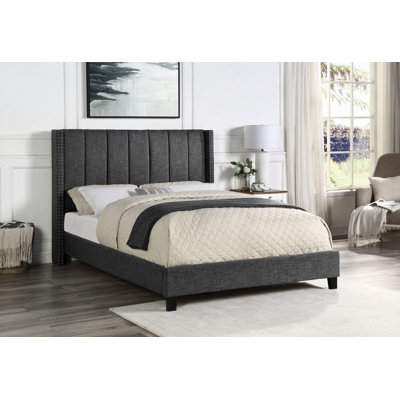 Lit plateforme tapissier Alvada Hollowell