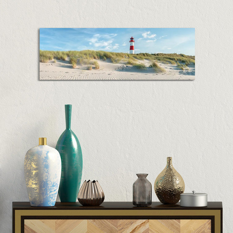 Sylt Panorama With Lighthouse List Ost by Jan Becke - Panoramic Gallery-Wrapped Canvas Giclée on Canvas
