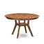 Ensemble de table de cuisine 5 pièces comprenant une table à piédestal et 4 chaises de cuisine en lin brun clair capitonné avec boutons - Noyer antique-1935099453-1923783436