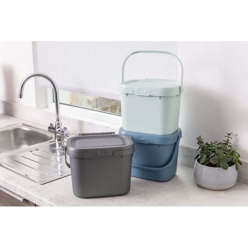 Plastic Manual Lift Waste Bin - 4.5L, Metallic/Air Blue/Mist