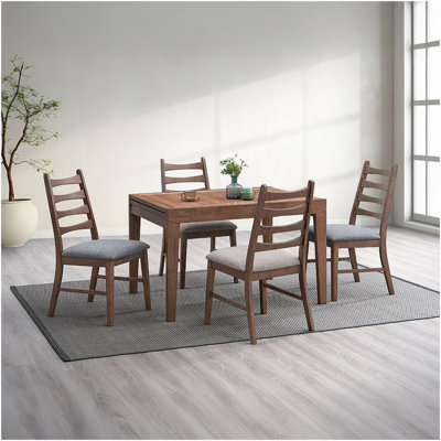 Ensemble de salle à manger moderne 5 pièces avec table de salle à manger extensible et chaises en noyer