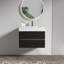 Meuble-lavabo 36 po avec lavabo en quartz d'ingénierie et tiroirs noirs doux, meuble-lavabo mural flottant pour salle de bain moderne, lavabo une pièce noir mat, KD-681687947-681687951-681687944
