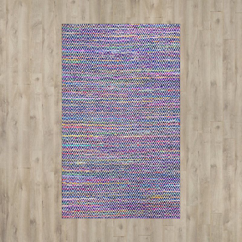 Ayaan Chevron Cotton Hand Woven Area Rug, Rectangle 91 x 152cm