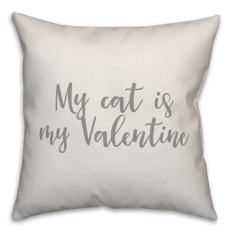  Coussin My Cat is My Valentine, Blanc, Housse de coussin