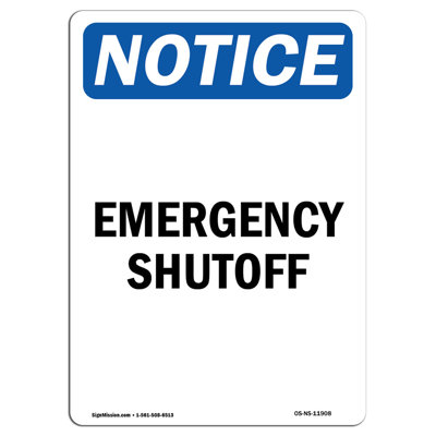 Emergency Shutoff Aluminum Sign 12 x 18