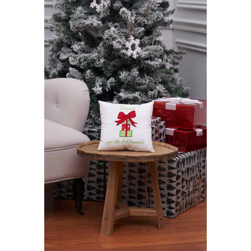 Friends Are The Best Presents Embroidered Holiday Accent Pillow