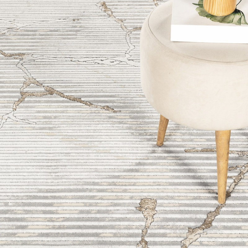 Tapis de couloir contemporain 11,22 lb et gris, motifs superposés 31 po Conception large et large