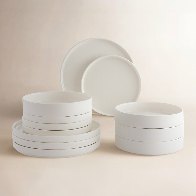 Service de vaisselle moderne de 22 pièces 222 Fifth Kaden - Service pour 4, ensemble d'assiettes et de bols, Blanc