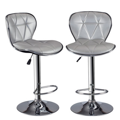 Ensemble de 2 tabourets réglables à hauteur réglable en argent