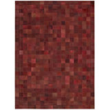 Medley Leather Geometric Area Rug in Scarlet