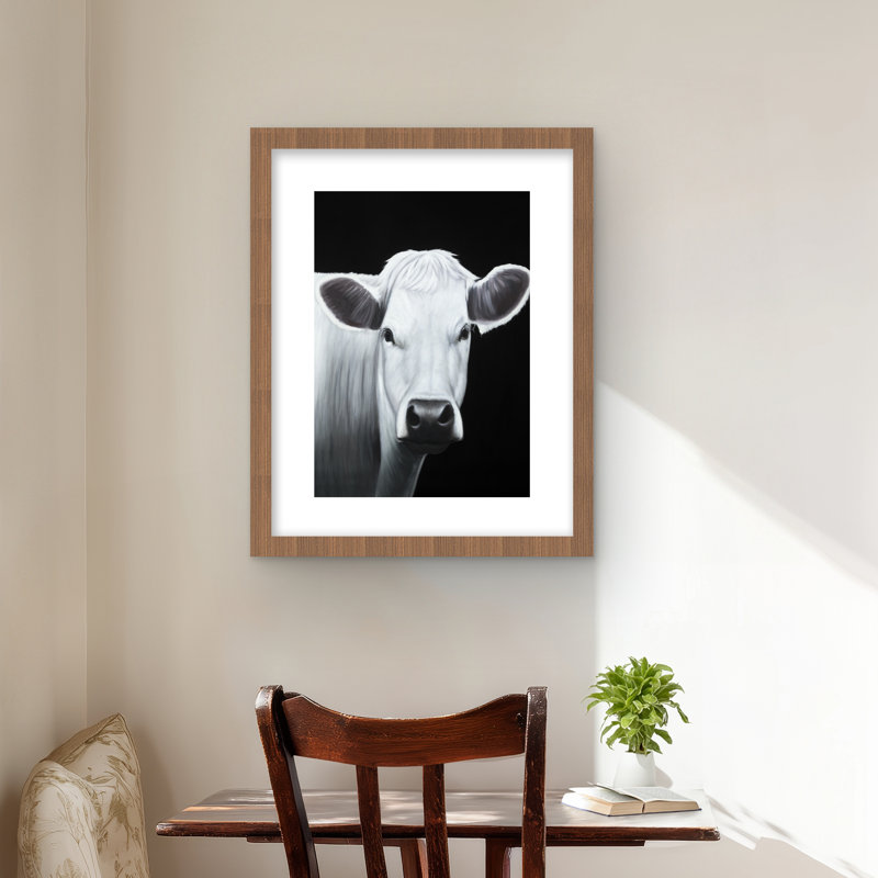 Imprimé matelassé encadré monochrome blanc vache | Décoration intérieure, H 20 po x l 16 po, Brun