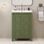 Meuble-lavabo de 24 po de style rétro avec lavabo en céramique, structure en bois massif, pièces, tableaux d'apparence à fermeture en douceur,
