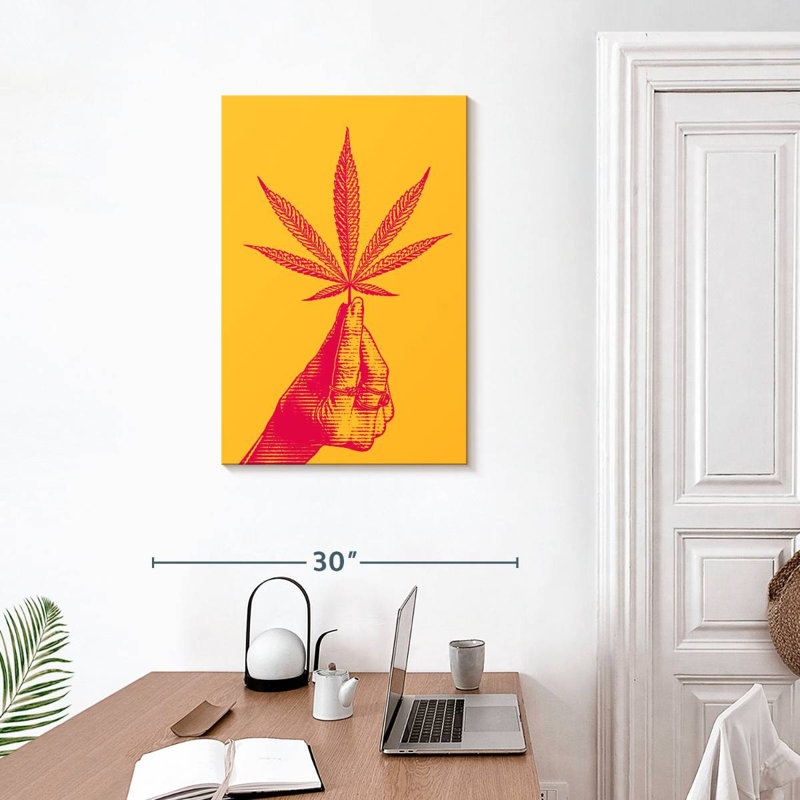 Handing Holding Hemp Leaf, 30" H x 20" W