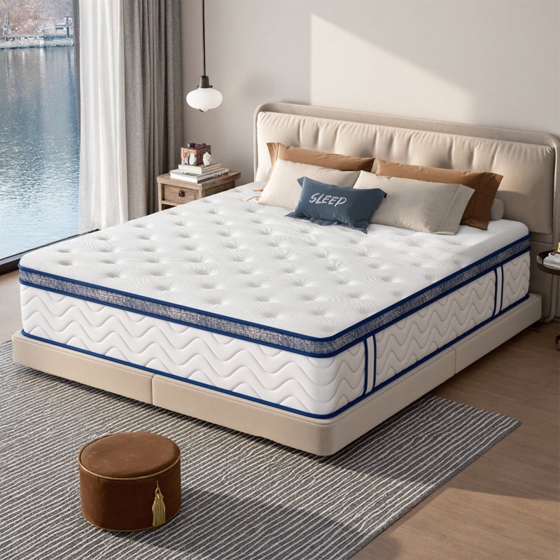 Queen Size 12 Inch Hybrid Mattress with Individually Pocketed Springs, Medium Firm Support, Hypoallergenic & Easy Setup for Ultimate Comfort