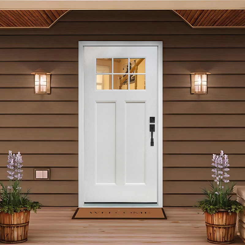Porte d'entrée 36 po x 80 po en fibre de verre apprêtée avec cadre en brique et vinyle, L 37,5 po x H 81,5 po x P 6,56 po